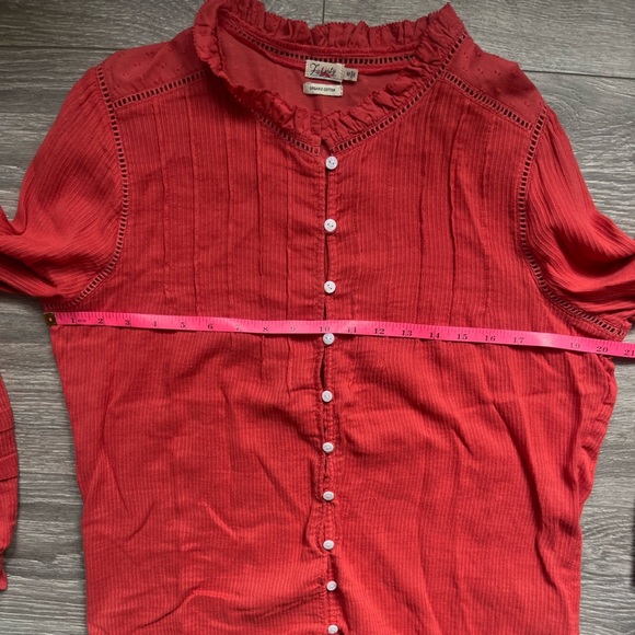 Faherty Coral Long Sleeve 100% Organic Cotton Flowy Spring Top Size M Summer - Picture 8 of 8